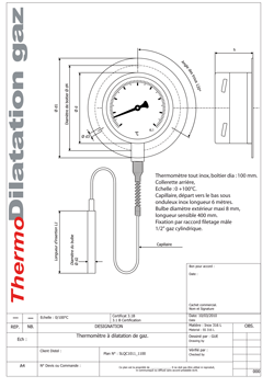 Thermomètre à dilatation de gaz Thermomètre TGX